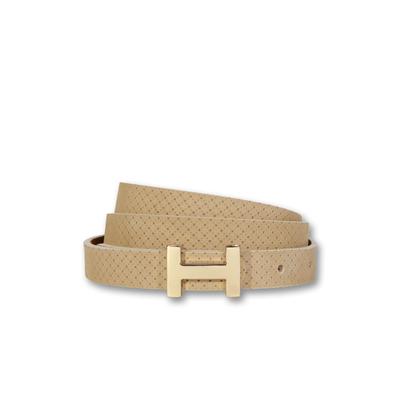 Koppelgürtel SILBERGIFT "Koppelgürtel mit prägnanter goldener H Schließe", Damen, Gr. 105, beige, Rindsleder, Gürtel Koppelgürtel