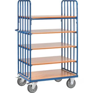 Fetra Etagenwagen 8351, 2 Wände mit Streben, 5 Etagen, 1000 x 600 mm, Tragkraft 600kg