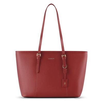 Shopper LAZAROTTI "Bologna Leather XL Shopper Tasche Leder 35 cm", Damen, Gr. B/H/T: 13,5cm x 28cm, rot, Leder, Taschen Shopper