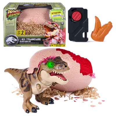 Spielfigur SPIN MASTER "Primal Hatch – Jurassic World Rebirth T-Rex im Ei", braun (bunt), Spielfiguren, Kinder