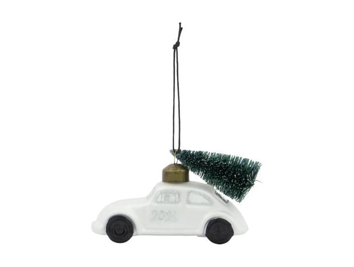 House Doctor Ornement de Noël Car Blanc-argent