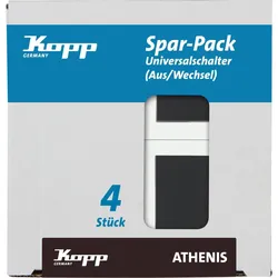 Kopp 589615055 ATHENIS - Profi-Pack: 4 Universalschalter (Aus-/Wechsel), Farbe: anthrazit
