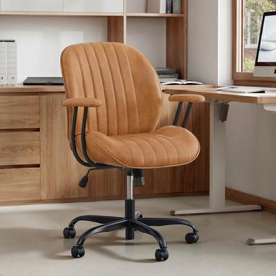 Spruce & Spring Removable Armrest Channel Tufted Swivel Office Chair