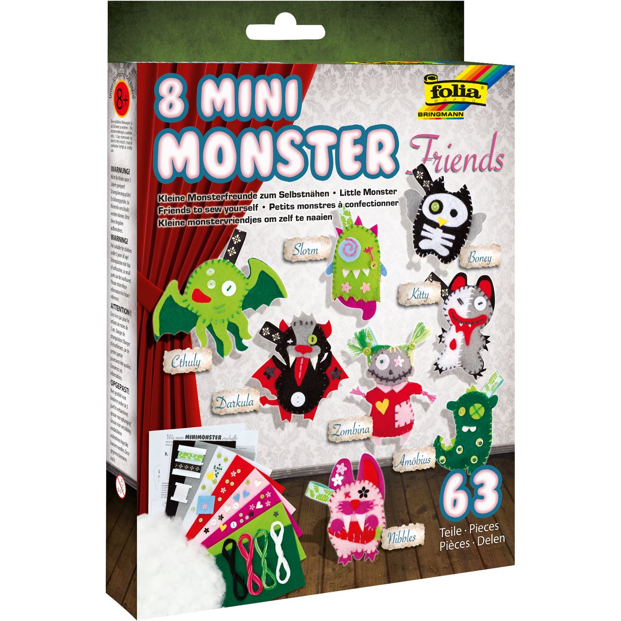 folia Nähset Mini Monster Friends mehrfarbig
