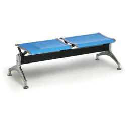 Wartezimmerbank, Traversenbank STRONG ohne Rückenlehne, 2 Sitzplätze, blau