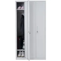 Schließfach Preston T829, Spind Wertfachschrank Schließfachschrank, Metall 3 Fächer ~ grau