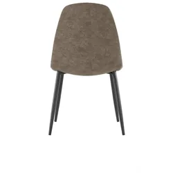 Stones Brigitte-Stuhl in Vintage-Taubengrau-Kunstleder mit anthrazitfarbenem Metallgestell – gepolsterter Sitz, modernes Industriedesign – 4-teilig