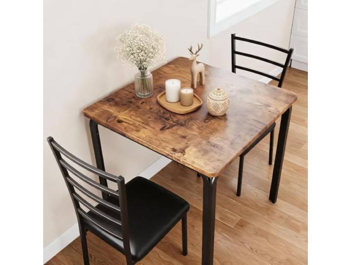 GarveeMore Quadratischer Esstisch-Set Mit 2 Gepolsterten Stühlen Platzsparender Bartisch mit 2 gepolsterten Hockern – Küche, Esszimmer, Apartment oder Frühstücksecke