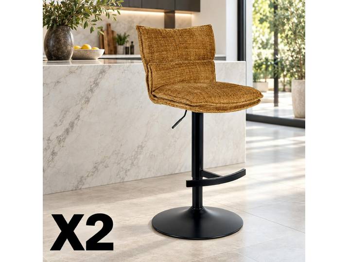 Tabouret de bar réglable (lot de 2) IENA - Moutarde
