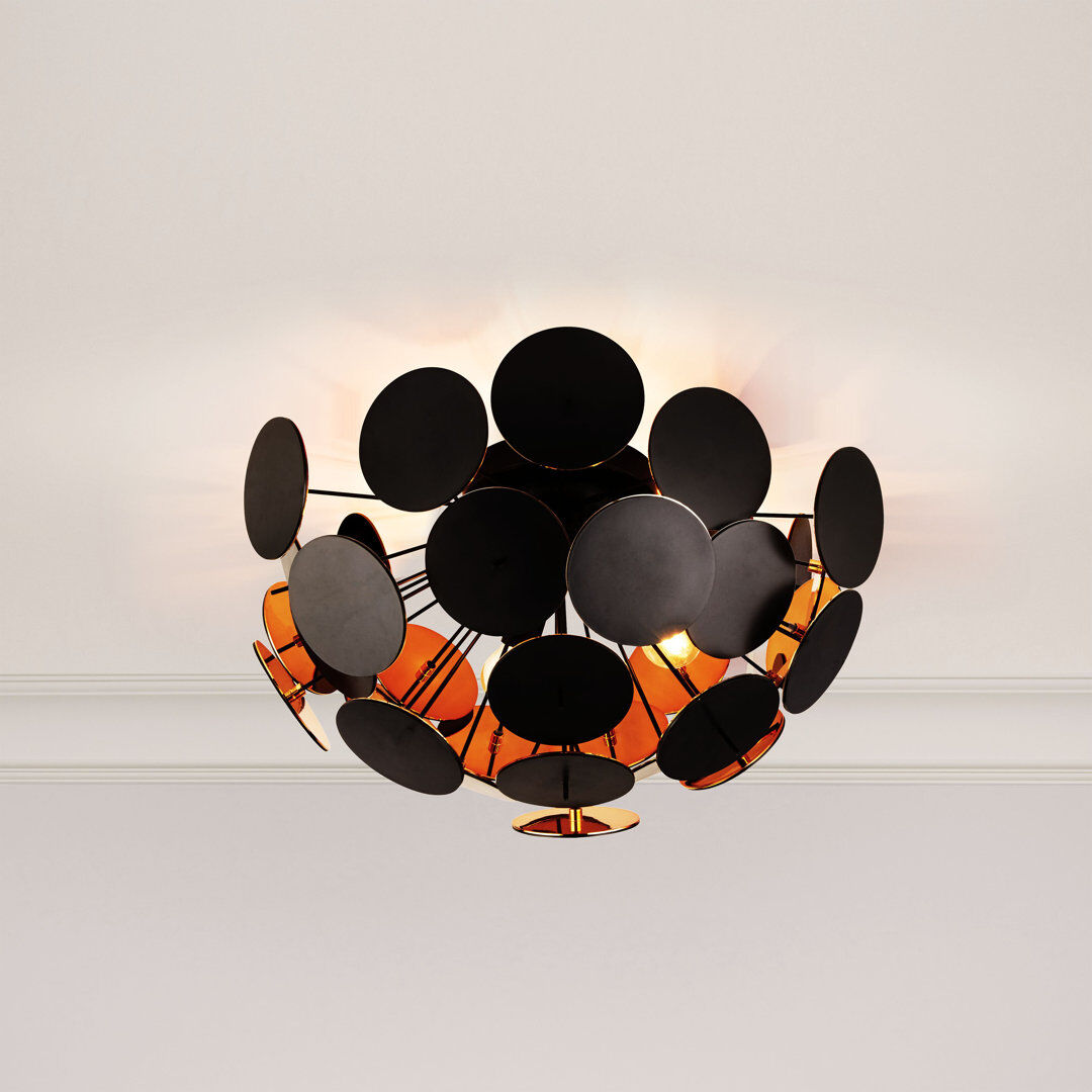 Latitude Run Chesler Semi Flush Mount Black;Gold 27cm H X 52cm W X 52cm D