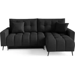 ECKSCHLAFSOFA Denver im Veloursstoff, Schwarz