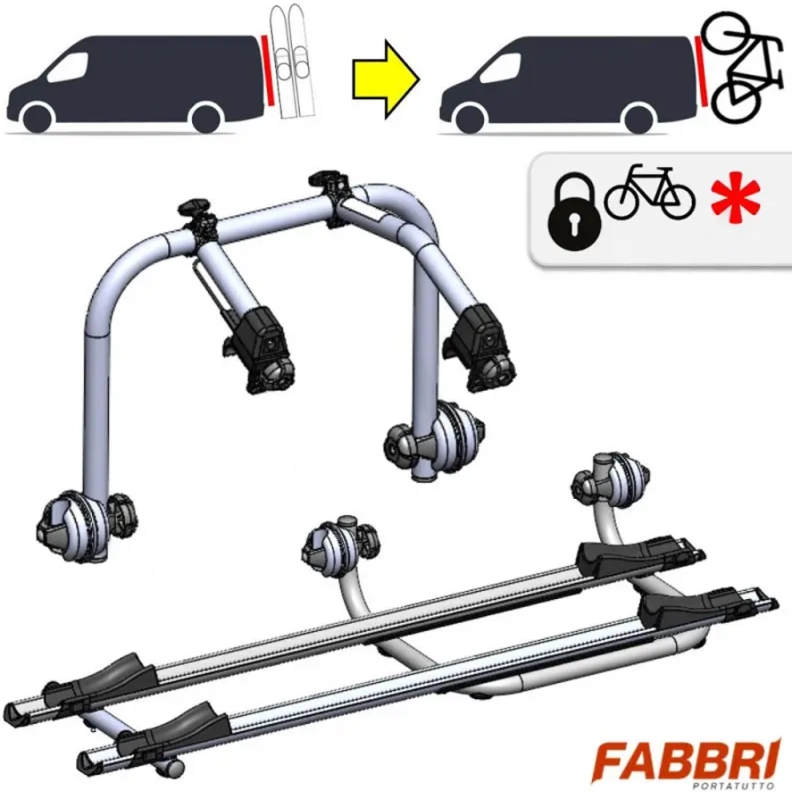 Fabbri KIT trasformazione da PORTASCI IN PORTABICI  doppia porta silver