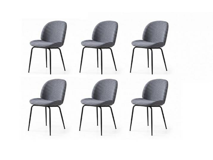 Xlmoebel Sitzgruppe Sechser-Set moderne graue Polsterstühle für das Esszimmer, Made in Europa