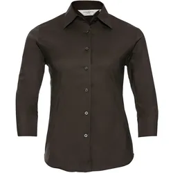 Russell Collection Körperbetonte Stretch Bluse  3/4 Arm, chocolate, S