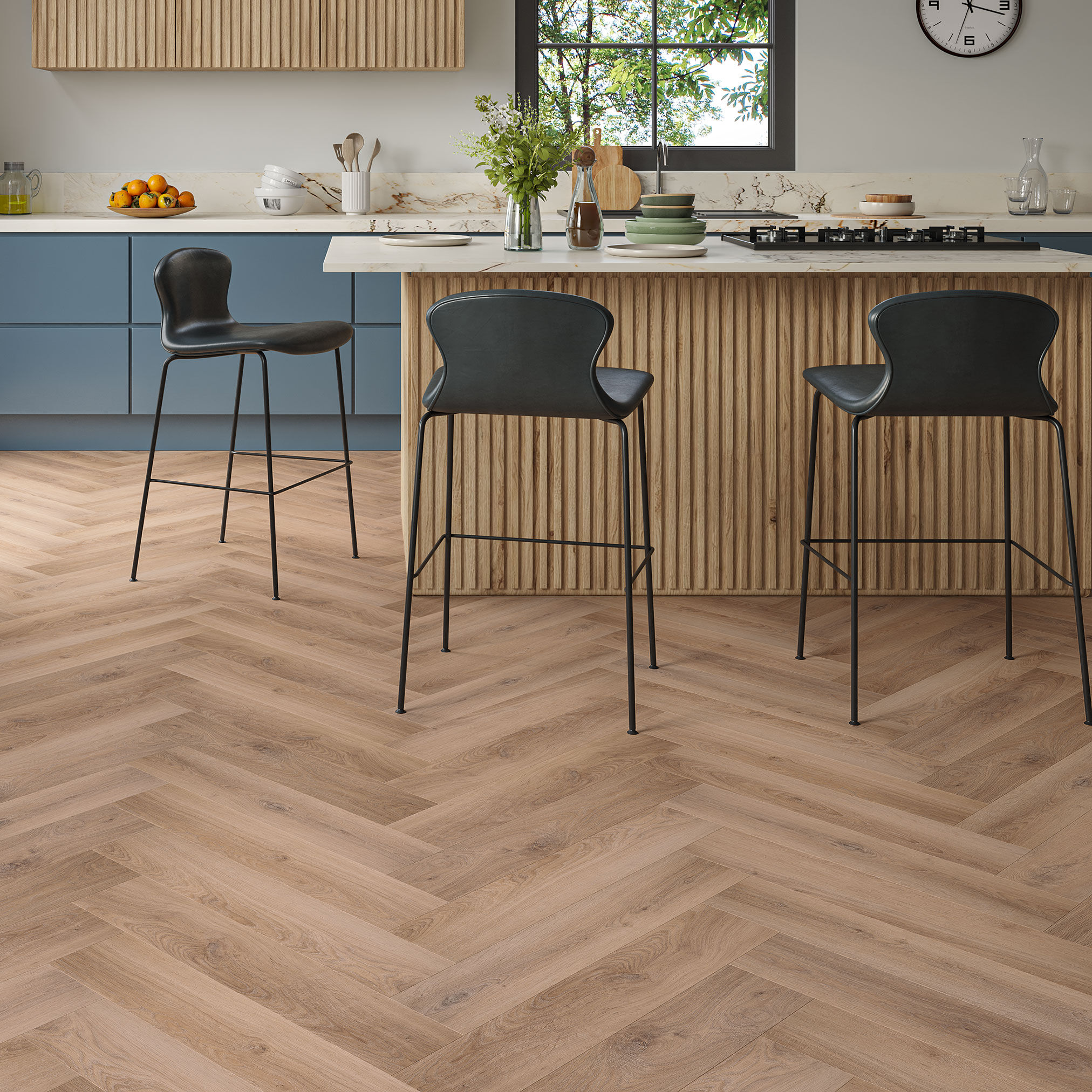 Luxury Flooring Natural Herringbone 3mm Wood Effect Glue Down LVT Luxury Vinyl Flooring