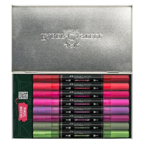 Faber-Castell Filzstift Acyrlmarker Multi Marker im Metalletui 16er Set (16x) (186017)