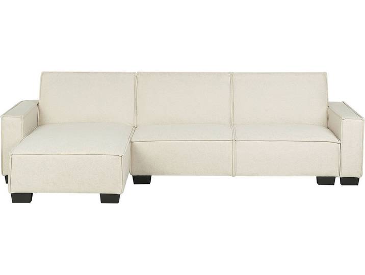 BELIANI Ecksofa Beige Polsterbezug L-Förmig Rechtsseitig Schlaffunktion Minimalistisch Wohnzimmer
