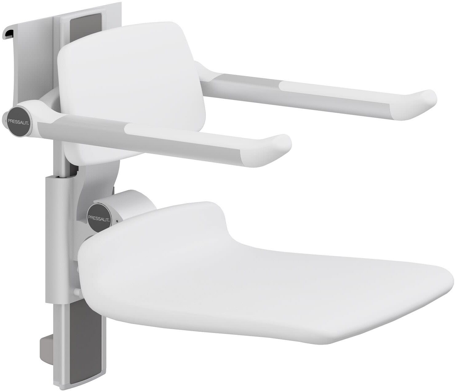 Pressalit PLUS shower seat 450 height adjustable with backrest and armrest R7464000