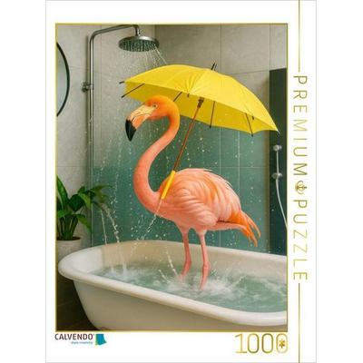 CALVENDO Puzzle Flamingo Pink Shower Party | 1000 Teile Lege-Größe 64x48cm Foto-Puzzle für glückliche Stunden
