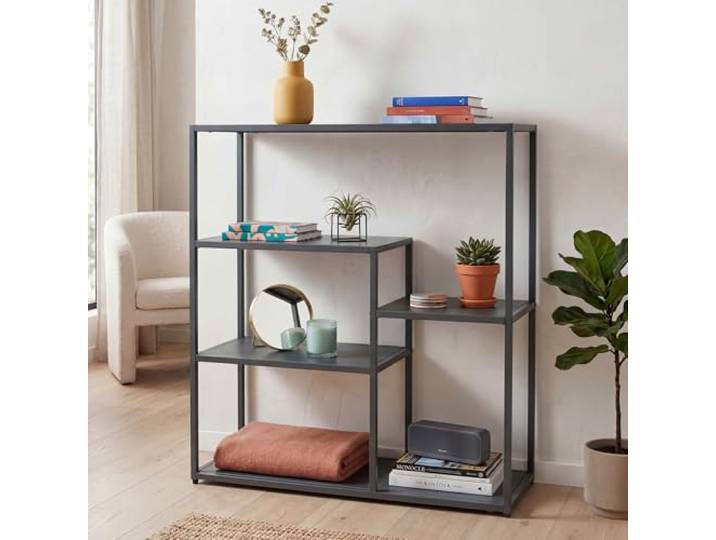 Mendler Regal HWC-P98 Industrial Metall 80x80x30cm - anthrazit Wohnregal, Standregal, Ablageregal