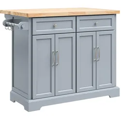 SoBuy Kücheninsel mit 2 Schubladen Hellgrau 115x71x92,5cm Funktional