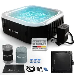 Juskys® Whirlpool SpaLuxe mit LED – 130 Sprudeldüsen, 2400W Heizung, 910L Volumen, aufblasbar - Schwarz / Weiß
