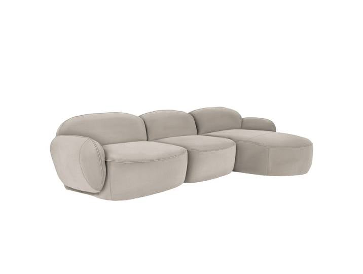 Ecksofa Vieux Colpo Grau/Grau Flachgewebe Meave 344cm Longchair davorstehend rechts Glamour