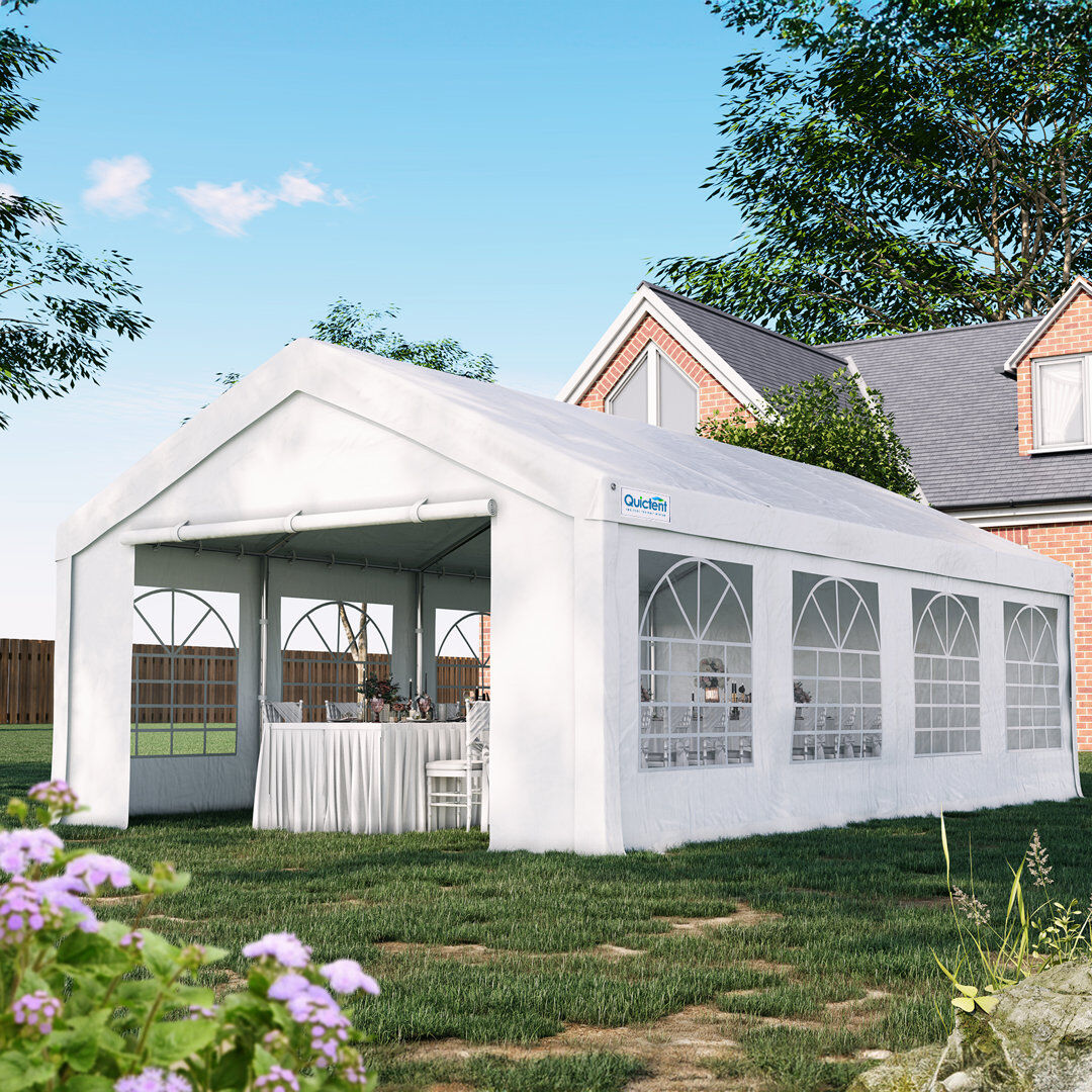 Quictent 5x10m (16x32ft) Party Tent Canopy, Heavy Duty Outdoor Event Shelter for Wedding, BBQ, Gathering with Storage Bags White 300cm H x 400cm W x 800cm D