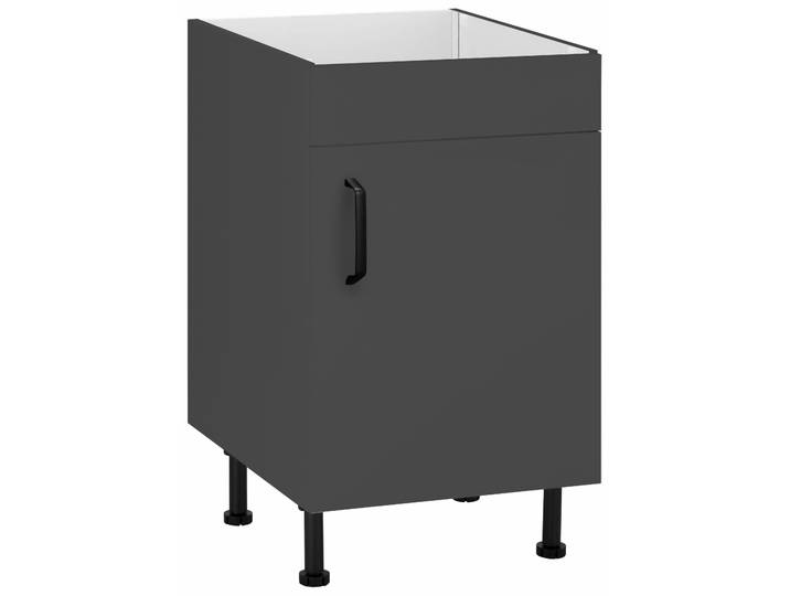 Spülenschrank WIHO KÜCHEN Simi , grau (front und korpus: anthrazit), B:50cm H:86,5cm T:58cm, Schränke, Spülenschrank, 50 cm breit, mit verstellbaren Füssen, ohne Arbeitsplatte