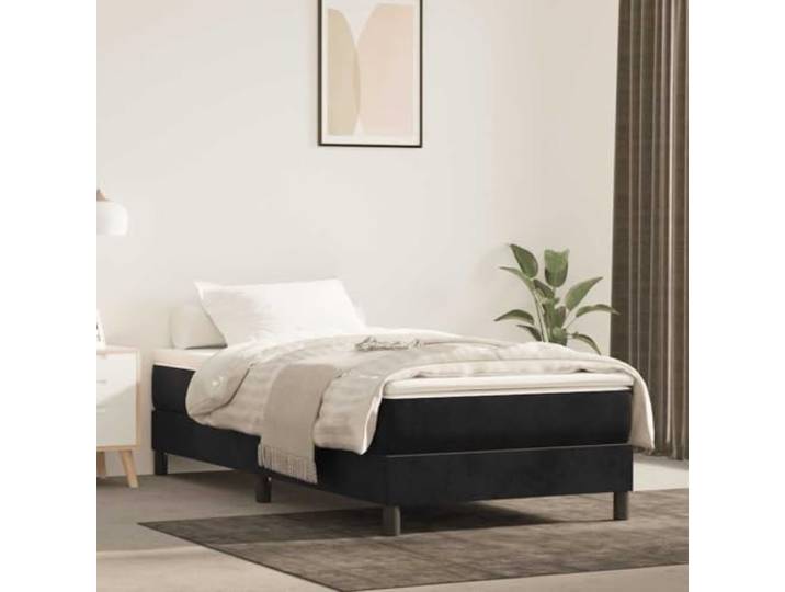 Taschenfederkernmatratze Mittel Schwarz 80x210x20 cm Samt Samtbezug weich auf der Haut, Taschenfedern dämpfen Geräusche, Schaumstoff stützend, mittelharter Härtegrad