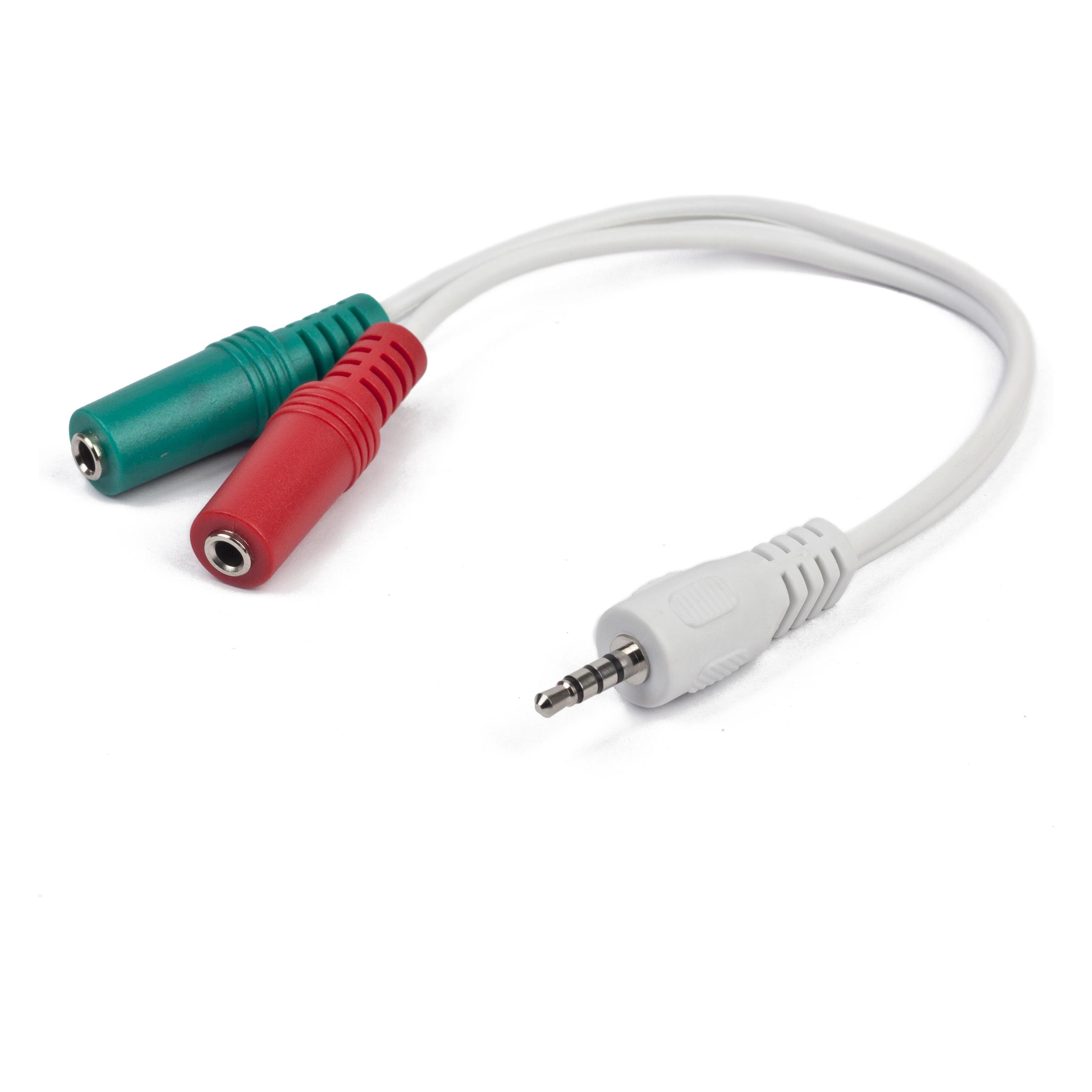 Gembird Audiokabel - 4-poliger Mini-Stecker männlich bis Mono Mini-Stecker, Stereo Mini- (0.20 m, AUX Kabel) (CCA-417W)