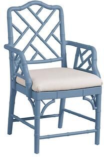 Dayna Arm Chair - Cornflower/Sandberg Parchment - Ballard Designs