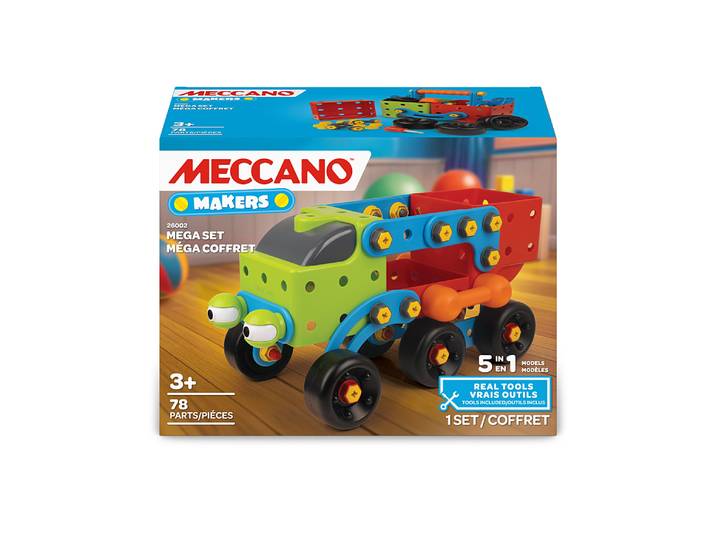 Meccano Mega Set 5 en 1 – Coffret Construction Bandai - Kit de construction 78 pièces, outils et notice, 5 modèles possibles, Activité Assemblage Jou