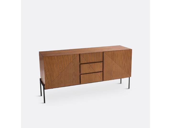LA REDOUTE Buffet vintage 2 portes 3 tiroirs, Lodge Marron Coloris Noyer