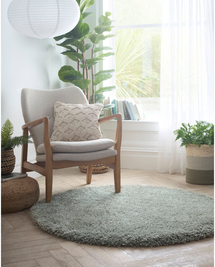 Brayden Studio Benan Solid Colour Hand Tufted Area Rug Green Round 133cm