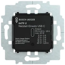 Busch-Jaeger USB-Netzteil-Einsatz 6479 U, USB C, Maximum DC 65 W