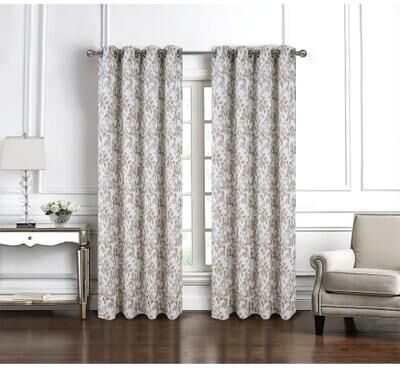 RT Designer Collection Brent Leaves Jacquard Window Curtain Panel
