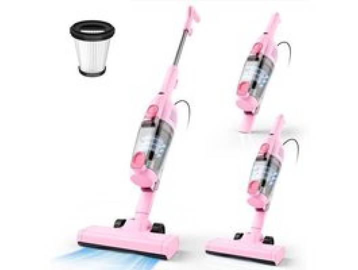 Aspirateur Balai avec Fil Aspirateur Balai Filaire Puissant 20Kpa Léger 3 en 1 Aspirateur Vertical avec 5m Long Câble Pink