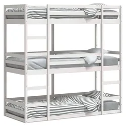 vidaXL Dreifach-Etagenbett Weiß 75x190 cm Massivholz Kiefer