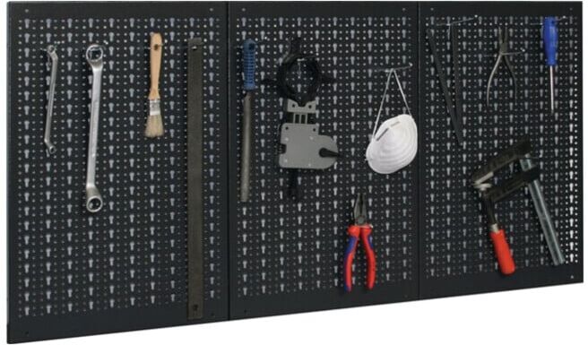 Panneau perforé total L1200×H600 mm L400×H600 mm avec 12 crochets standards ; Industrial Quality Supplies (94100)