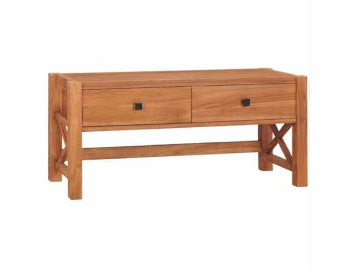 LMTYOENFG TV-Schrank 100x40x45 cm Teakholz Fernsehtisch Lowboard Rustikales Lowboard fürs Wohnzimmer & Schlafzimmer mit X-Seitenrahmen und praktischer Ablage für Media-Geräte.