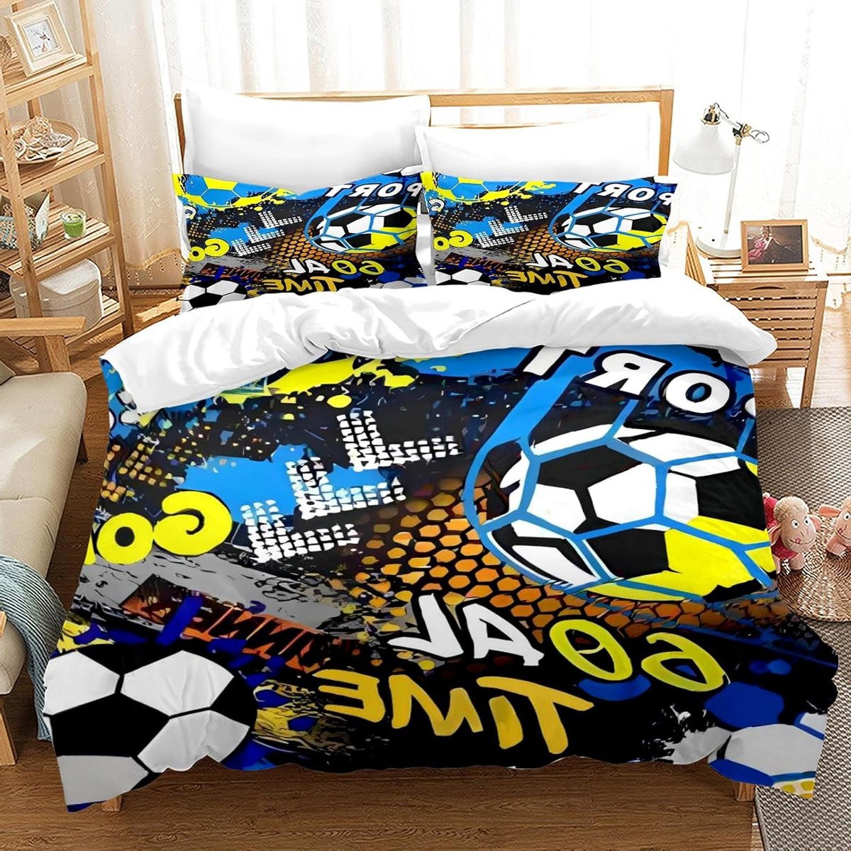 Voetbal Beddengoed Set met Dekbedovertrek en Ritssluiting - Voetbal 07 - 220 x 240 cm