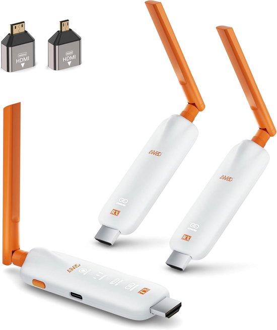 Wireless HDMI Sender mit 2 Empfängern - drahtlose Übertragung vom Laptop zum TV und Projektor