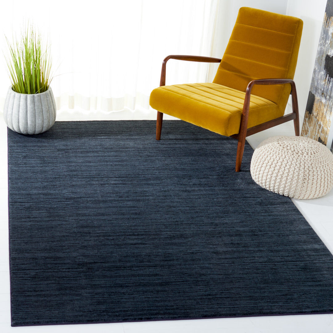 17 Stories Vision Striped Area Rug In Black Black Rectangle 183 x 274 cm
