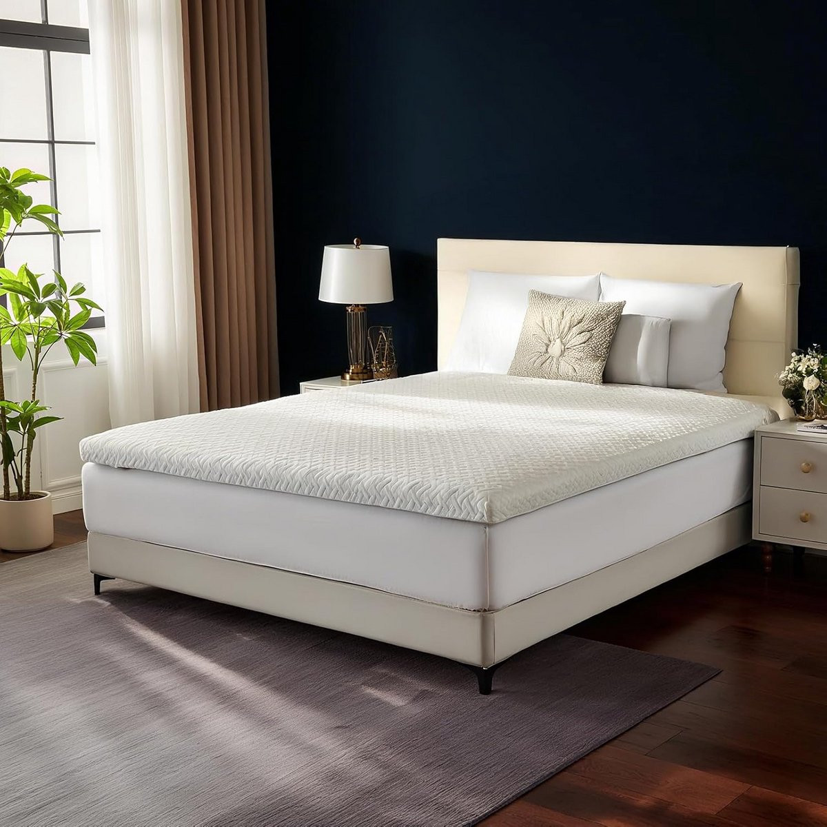 Matras overlay Topper koudschuim Wit - Dubbele hardheid - 180 x 200 cm