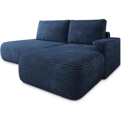 ECKSOFA AVINI T R-S Blau Kordstoff mit Schlaffunktion