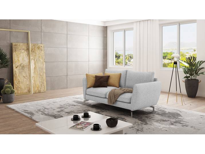 S-Style Möbel Patrick - Modernes Sofa 2-Sitzer mit Silber Metall Füßen - Silber
