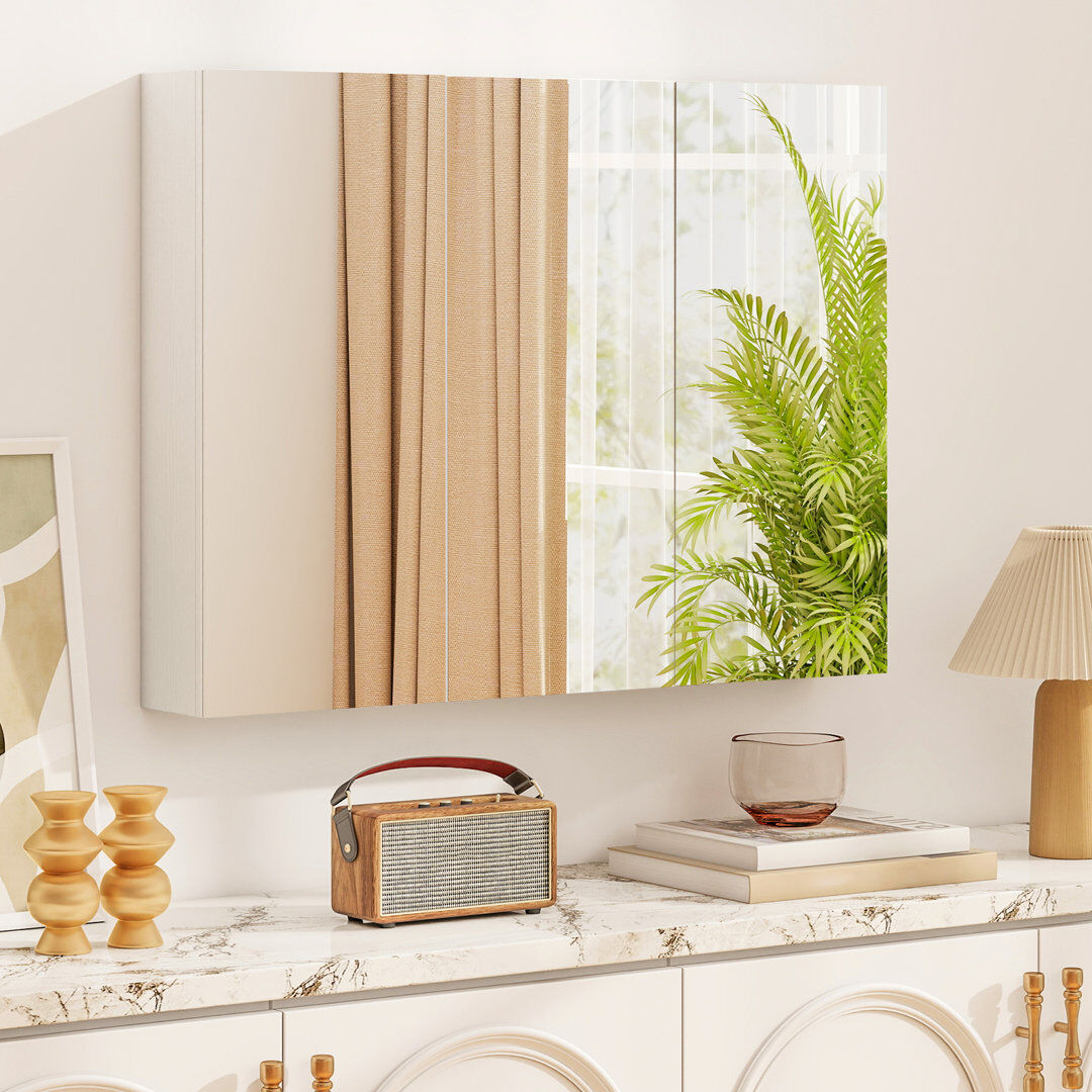 17 Stories Recessed Mirrored Bathroom Cabinets Natural 65mm H