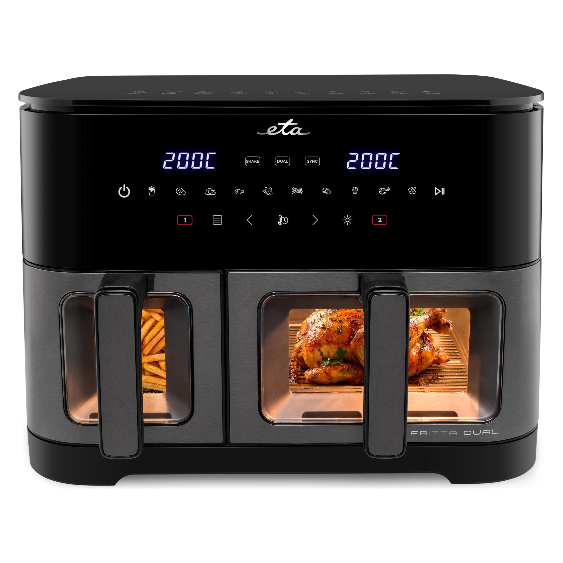 ETA Fritta Dual 3167 90000 Doppel 11 l Standgerät 2600 W Heissluftfritteuse Schwarz (11 l) (ETA316790000)