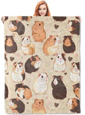 Shop Station Cute Guinea Pig Throw Blanket Soft Fleece Throw Blanket For Couch, Bed, Travel & Animal Lovers 27.56 39.37 In